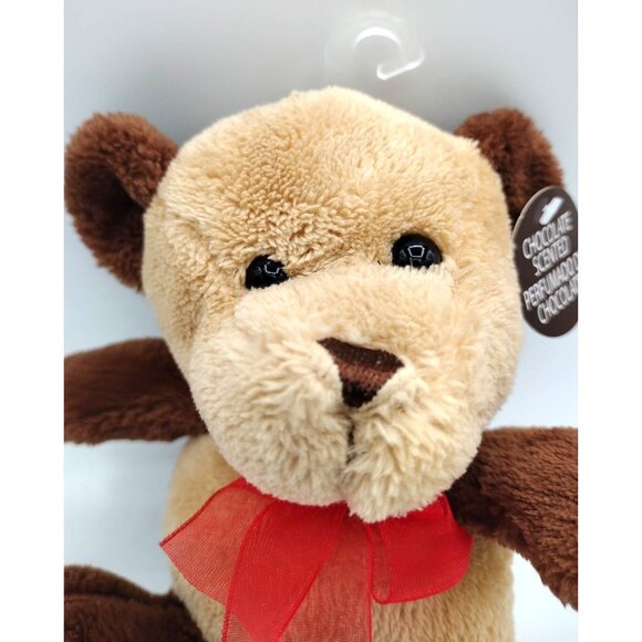 Chocolate Scented Teddy Bear Dan Dee Hang Tush Tag Red Ribbon 2018 7" Plush - Picture 4 of 11